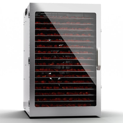 Klarstein Dörrgerät, Dörrautomat für Gemüse, Obst, Pilze & Fleisch, 1500W Edelstahl-Dörrautomat, Trockenautomat mit 16 Metallgitter, Dörrgerät mit 24H Timer & Touch-Display, Food Dehydrator
