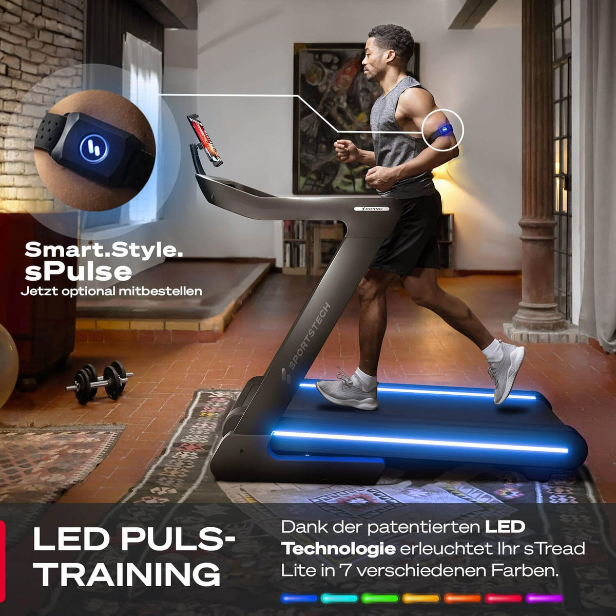 Sportstech sTread Pro/Lite: Klappbares Laufband mit 20 km/h, 17 % Steigung und 7 PS Motorl