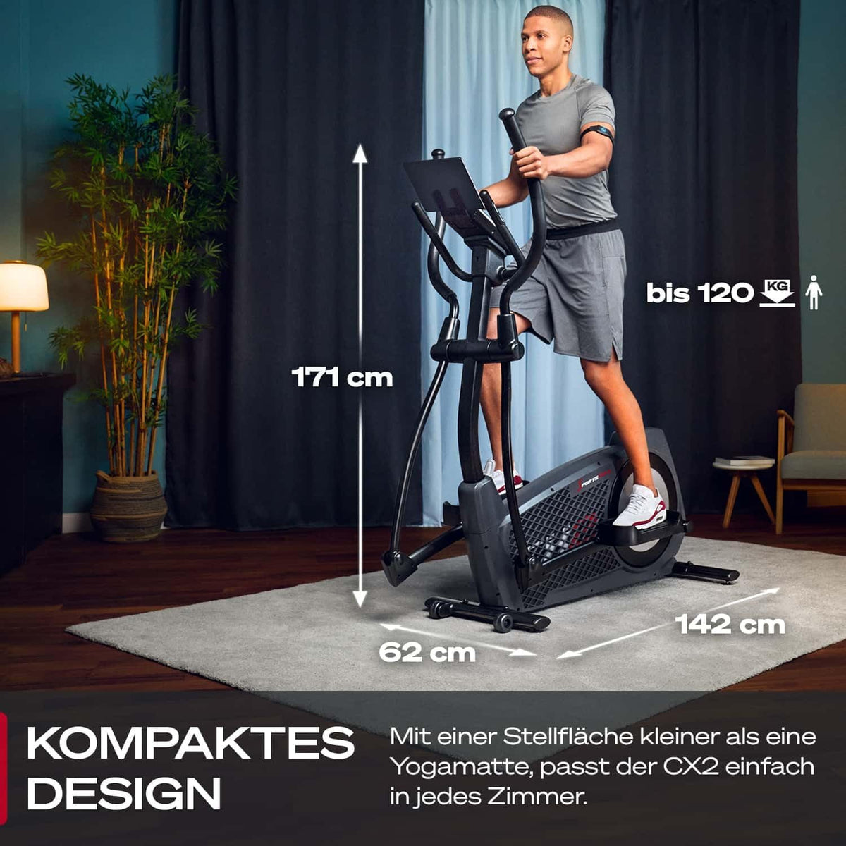 Sportstech CX2: Crosstrainer mit App, 27 kg Schwungmasse & Generatorl