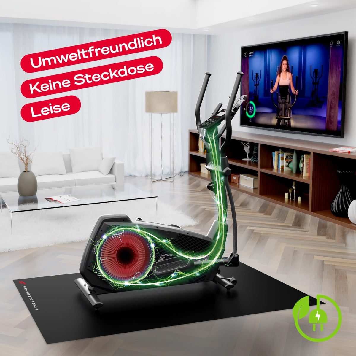 Sportstech CX2: Crosstrainer mit App, 27 kg Schwungmasse & Generatorl