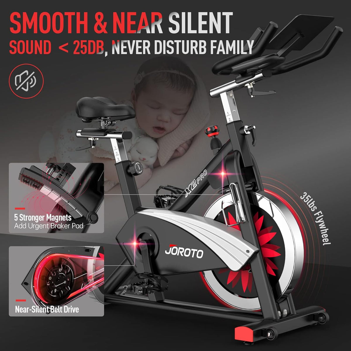 JOROTO X2: Leises Heimtrainer-Ergometer mit LCD-Monitorl