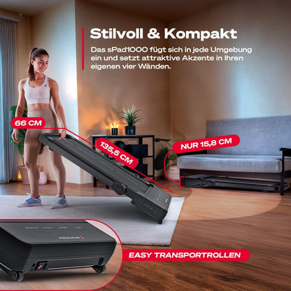 Sportstech sPad500 Laufband: Faltbar mit Steigung für Zuhausel