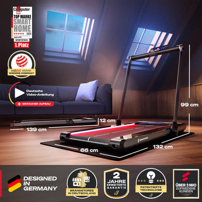 Sportstech Klappbares LED‑Laufband: Walking Pad mit Bluetooth‑Appl
