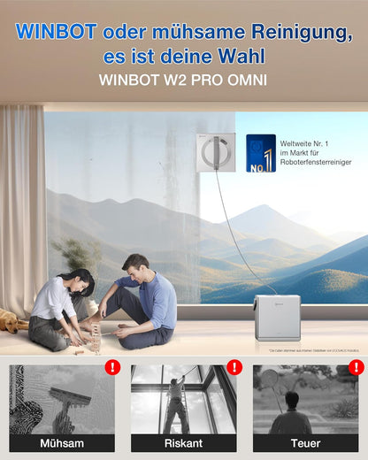 ECOVACS WINBOT W2 PRO Omni Intelligenter Fensterputzroboter mit 6-in-1 Station, Sprühdüsend