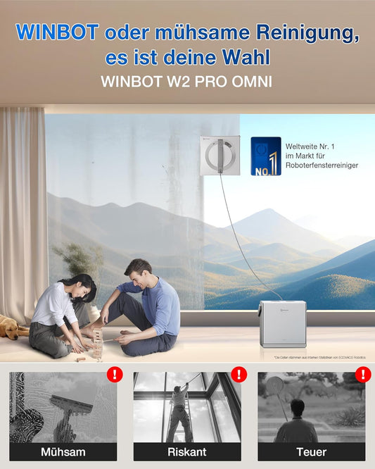 ECOVACS WINBOT W2 PRO Omni Intelligenter Fensterputzroboter mit 6-in-1 Station, Sprühdüsend