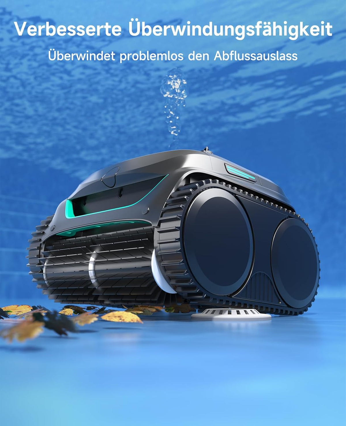 WYBOT C2 Poolroboter Akku, Boden & Wand, bis 150㎡, Doppelfilter, 3 Motoren, Wandkletter, 183 Min, App, Schwarz-Grün Bf
