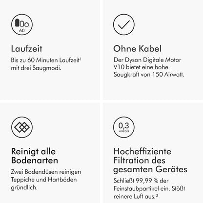 Dyson V10 Absolute Kabelloser Staubsauger: Leistungsstark, Vielseitig, Haar-Entwirrend, für Jedes Zuhaused