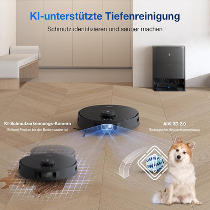 Deebot T30S Pro, 11,000Pa, Heißwasser-Wischung, ZeroTangle, TruEdge™, KI-Navigationf