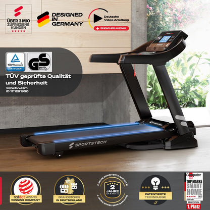 Sportstech F37s: Klappbares Laufband, 7 PS, 20 km/h, Steigung & Appl