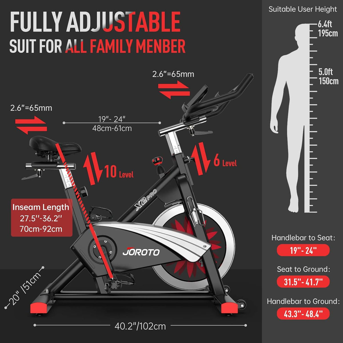 JOROTO X2: Leises Heimtrainer-Ergometer mit LCD-Monitorl
