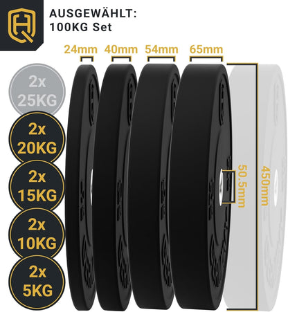 HQ Germany 50mm Vollgummi Bumper Plates - Gewichtsscheiben Set für Trainingl
