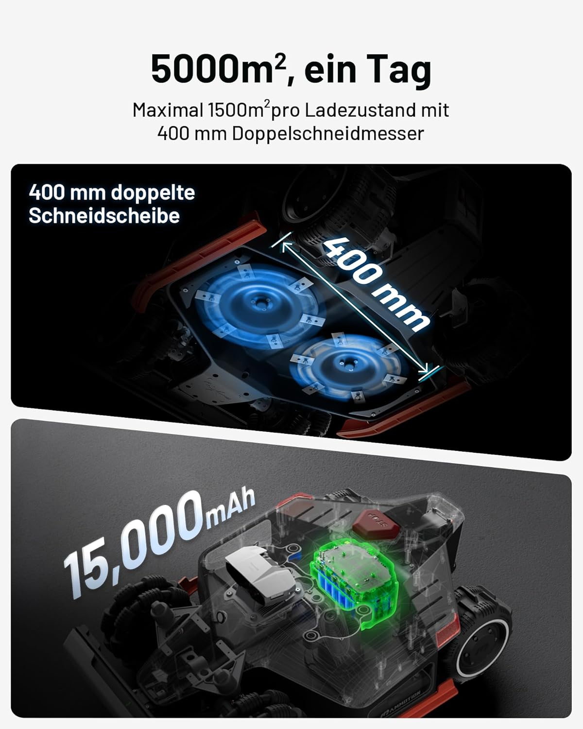 MAMMOTION LUBA 2 AWD 5000X Mähroboter 5000 m², NetRTK+Vision, ohne Kabel, 80 % Steigungf