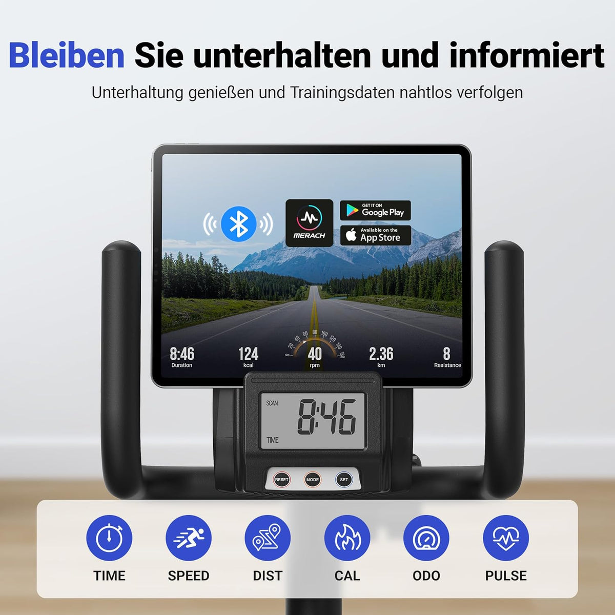MERACH Liegeergometer: Heimtrainer mit Bluetooth und verstellbarer Rückenlehnel