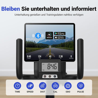 MERACH Liegeergometer: Heimtrainer mit Bluetooth und verstellbarer Rückenlehnel