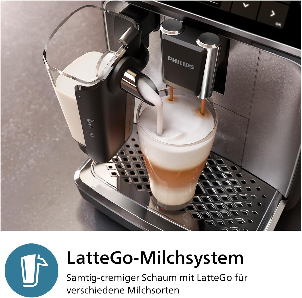 Philips 3300 Kaffeevollautomat LatteGo: Cremiger Milchschaum, Leise, Einfachste Reinigungd