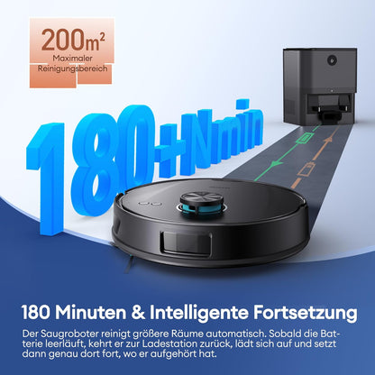 Ultenic T20 Pro Saugroboter mit Wischfunktion, 8000 Pa, AI-Navigation, Selbstreinigung, Tierhaared