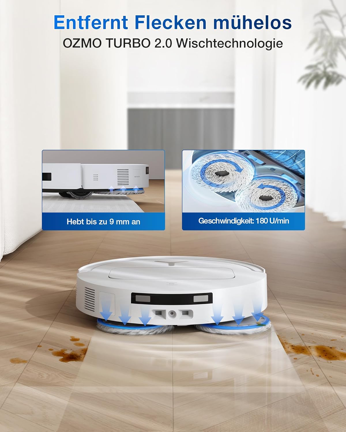 ECOVACS DEEBOT T50 Omni Gen2 Saugroboter: 21.000 Pa, Wischfunktion, ZeroTangle, All-in-One Station, Weißd