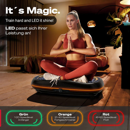 Sportstech 4D Vibrationsplatte: Smart LED, Bluetooth, Fitness & Yogal