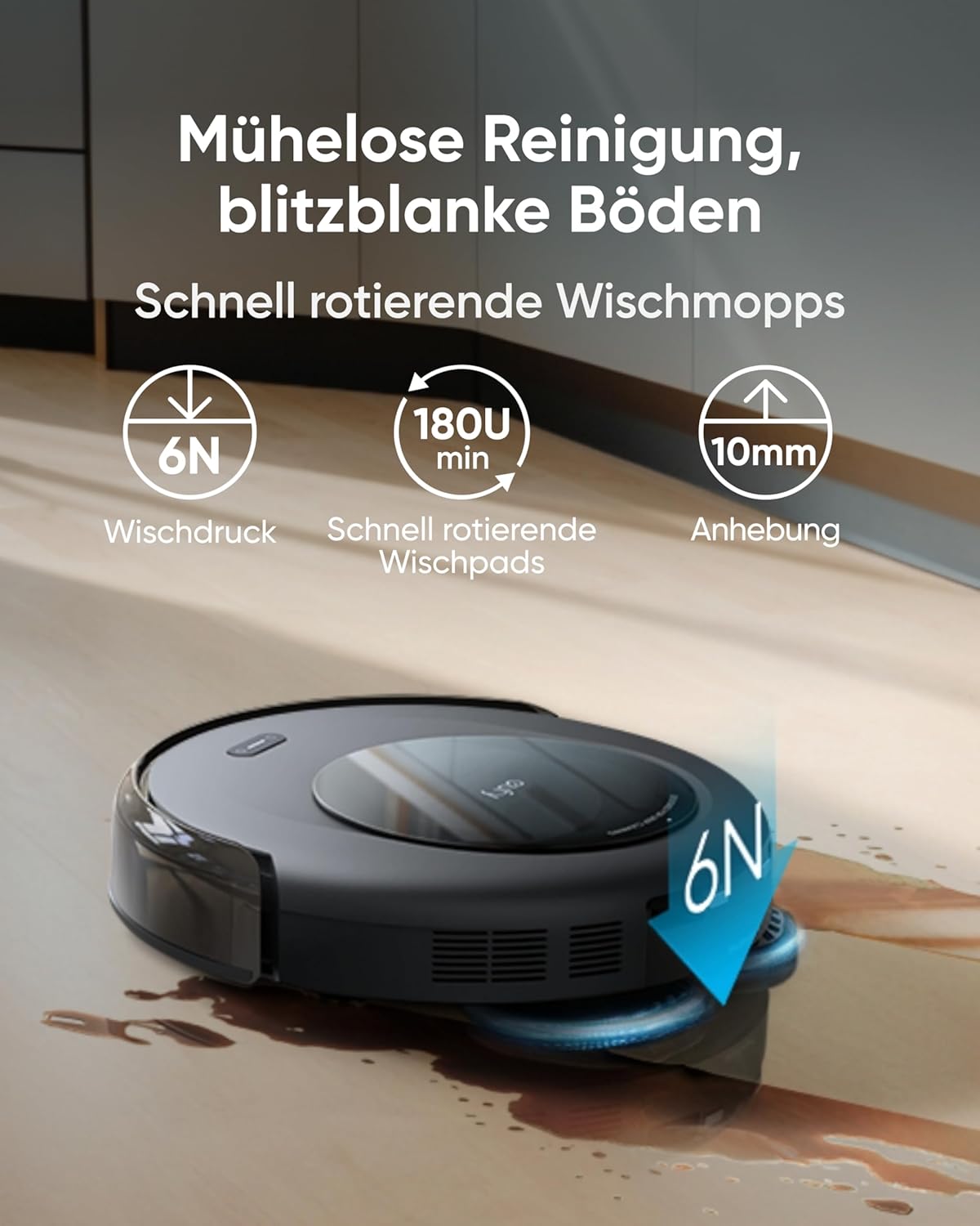 Eufy Omni C20, 7.000Pa, All-in-One-Station, Auto-Entleerung & -Reinigung, 8,5 cm, mit Wischfunktionf