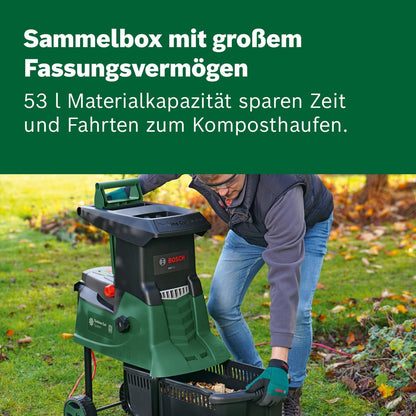 Bosch Turbinenhäcksler AXT 25 TC (2.500 W; geeignet für Holz und harte Gartenabfälle; integrierte Fangbox 53 l; in Karton)f