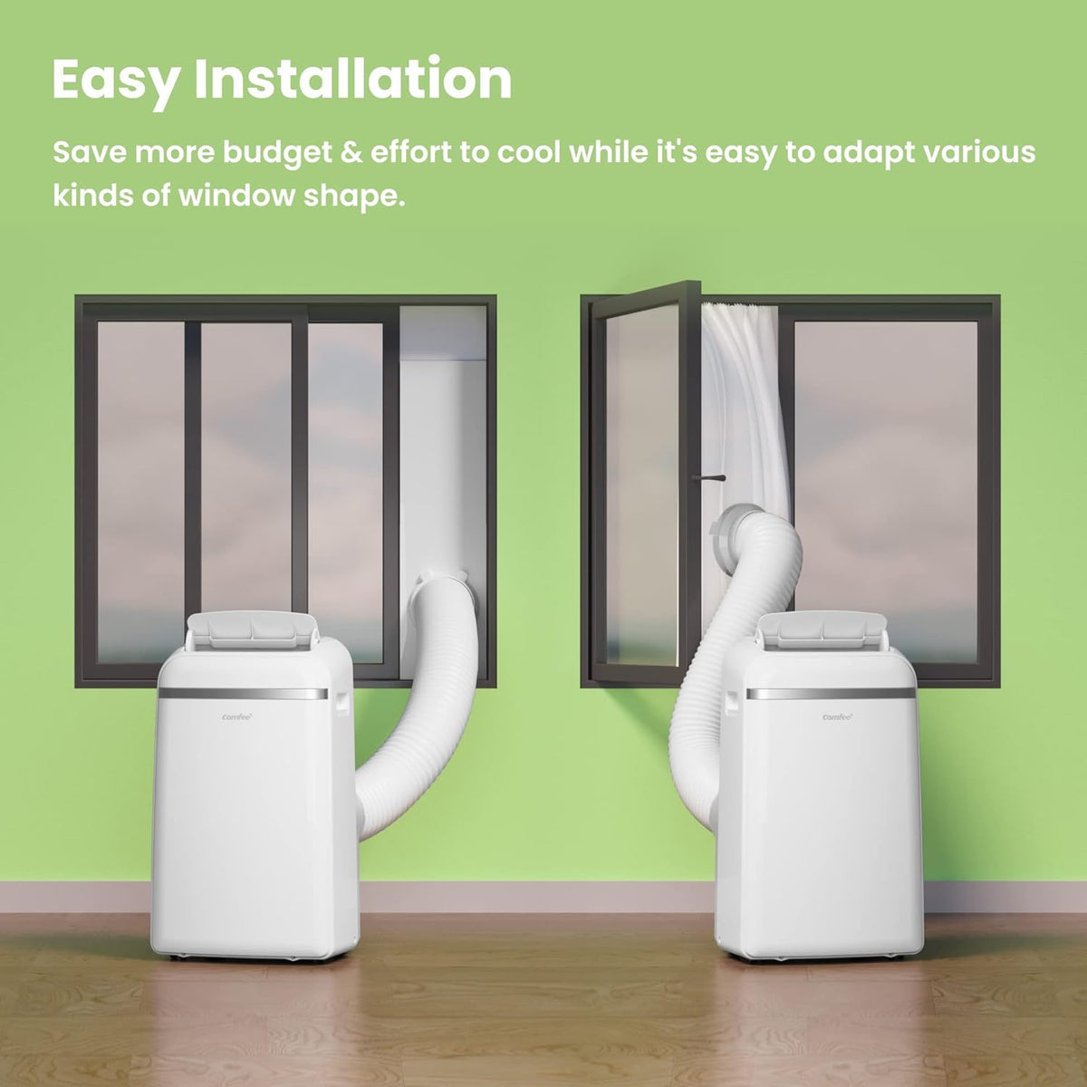Comfee Mobiles Klimagerät Pro 10000 BTU 3-in-1: Effiziente Raumkühlung, Entfeuchtung, Ventilationd