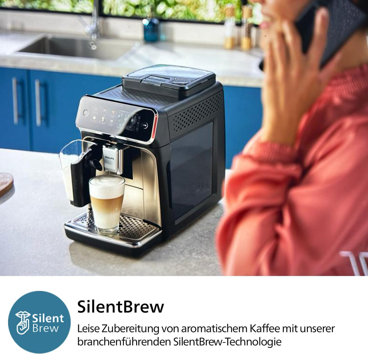 Philips 3300 Serie Kaffeevollautomat: 5 Getränke, Intuitive Touch-Bedienung, SilentBrew, Keramikmahlwerk, AquaCleand