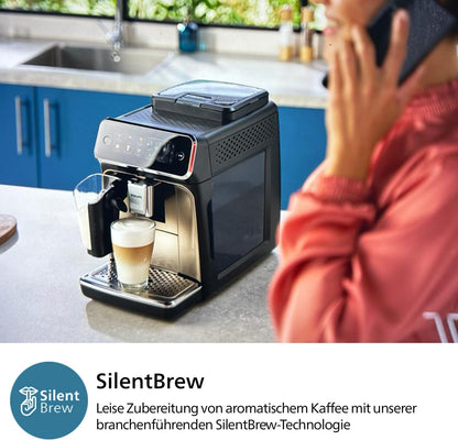 Philips 3300 Serie Kaffeevollautomat: 5 Getränke, Intuitive Touch-Bedienung, SilentBrew, Keramikmahlwerk, AquaCleand