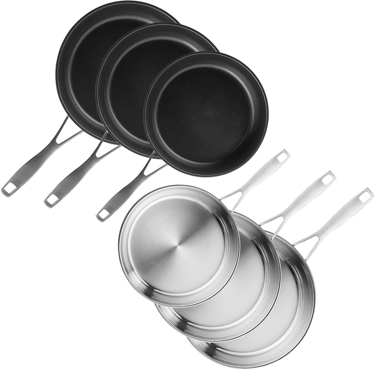 SILBERTHAL Profi Edelstahlpfannen Set 6-teilig 28cm – Induktion, Antihaft & Purd