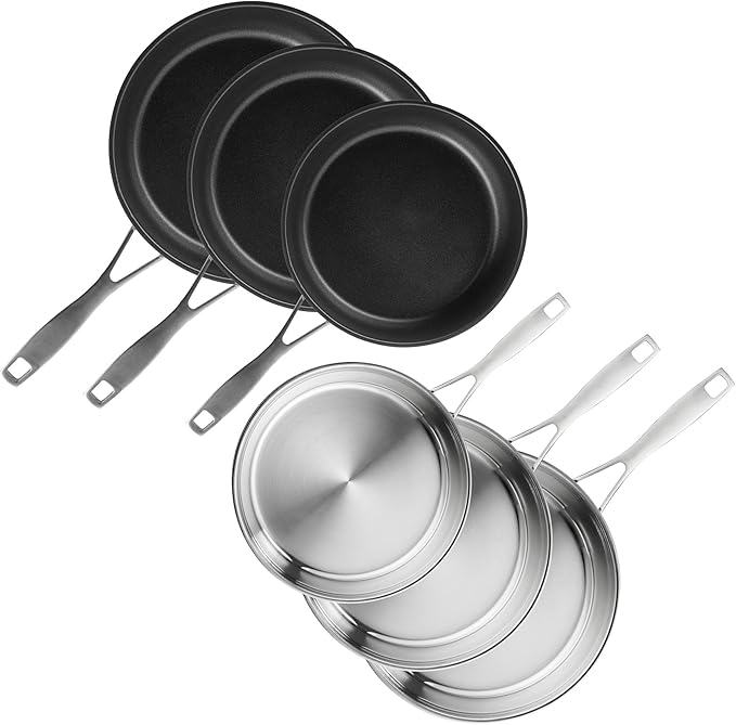 SILBERTHAL Profi Edelstahlpfannen Set 6-teilig 28cm – Induktion, Antihaft & Purd