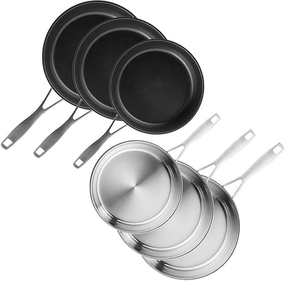 SILBERTHAL Profi Edelstahlpfannen Set 6-teilig 28cm – Induktion, Antihaft & Purd