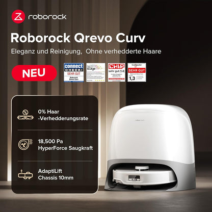 Roborock Qrevo Curv, 18,500Pa, Hebemopp, 75°C Wäsche, Anti-Tangle, Sprachsteuerungf