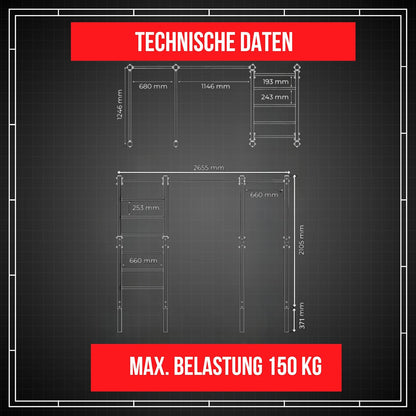 K-Sport Calisthenics Turnstange: Wetterfeste Garten-Kraftstation mit Hangelleiterl
