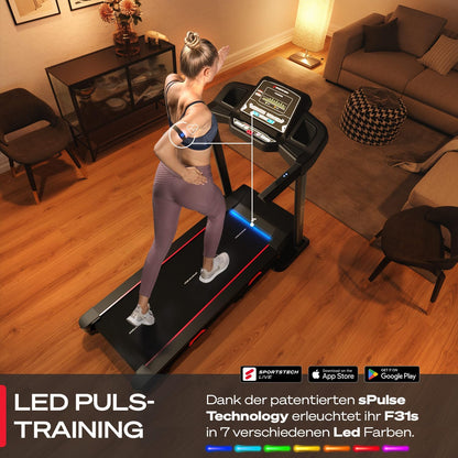Sportstech F31s: Profi-Laufband, 4,5 PS, 16 km/h, Bluetooth & Appl