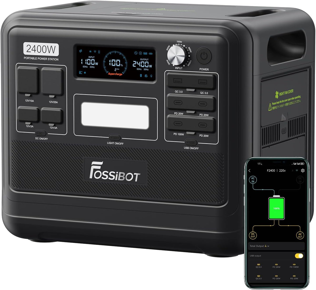 FOSSIBOT F2400 Solargenerator 2048Wh, 2400W (4800W Peak), AC-Ausgängef