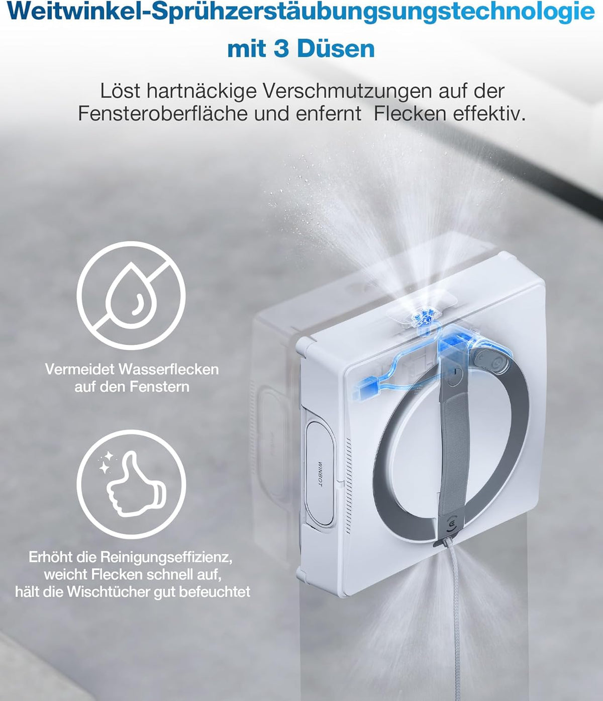 ECOVACS WINBOT W2 Intelligenter Fensterputzroboter mit Dreifachdüsen & 10-Stufen-Schutzd