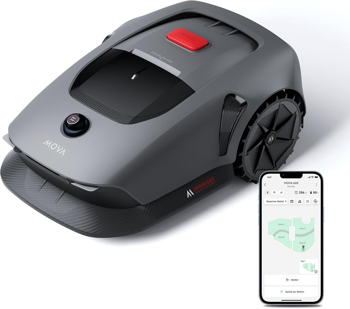 MOVA 600 Kit, Rasenmäher Roboter mit 81x Ersatzmesser,3D-LiDAR kabellose Einrichtung & genaue Kartierung bis 600 m², Smarte Hindernisvermeidung, App-Steuerung, U-förmiges Schneiden