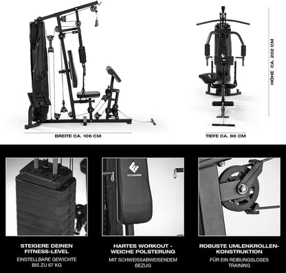 FitEngine Kraftstation: Komplettes Home Gym mit 67 kg Gewichtenl
