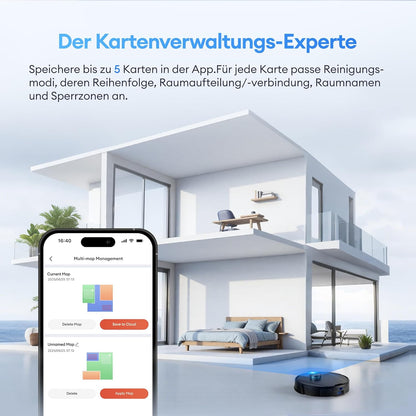 Ultenic T20 Pro Saugroboter mit Wischfunktion, 8000 Pa, AI-Navigation, Selbstreinigung, Tierhaared