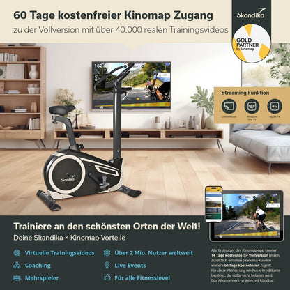 Skandika Morpheus: Ergometer mit App‑Steuerung, Pulsgurt und Tablethalterl