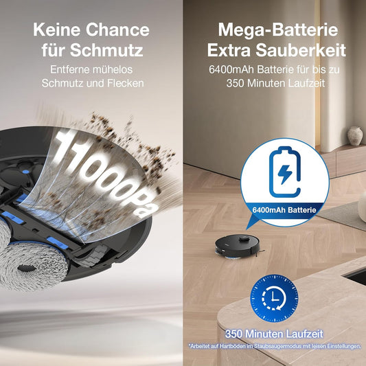 Deebot T30S Pro, 11,000Pa, Heißwasser-Wischung, ZeroTangle, TruEdge™, KI-Navigationf