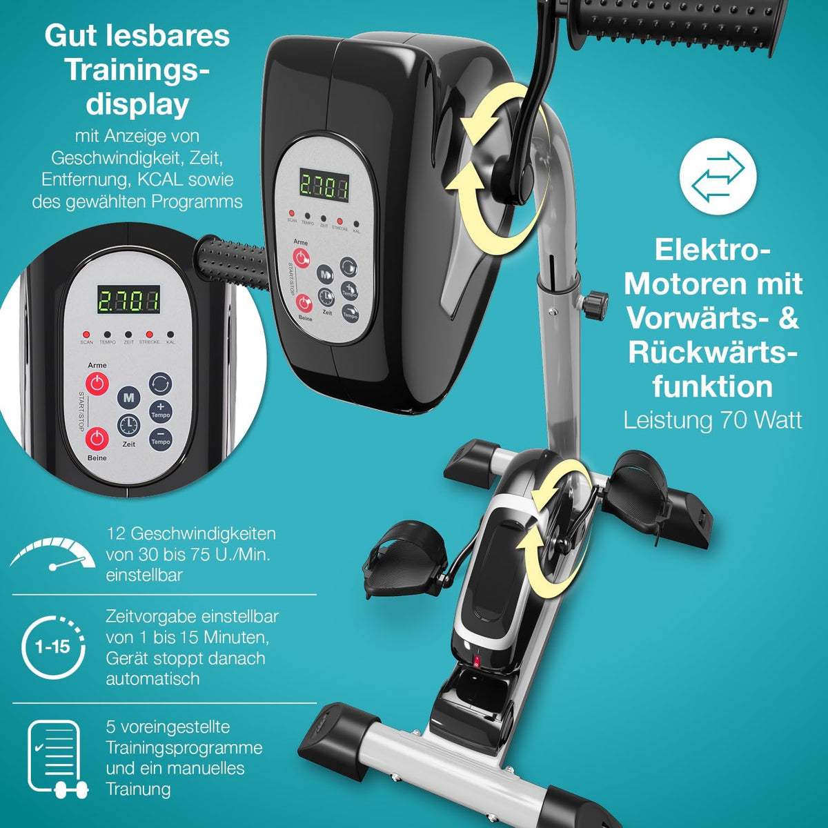 maxVitalis 2-in-1: Arm- und Beintrainer mit Motorunterstützungl