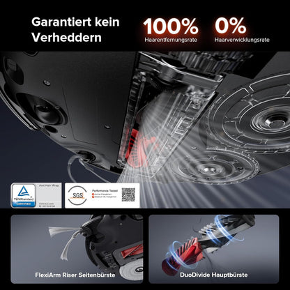 roborock Saros 10R Saugroboter mit Wischfunktion, ultraflach, StarSight 2.0, Zero-Tangle, Multifunktions-Dockd