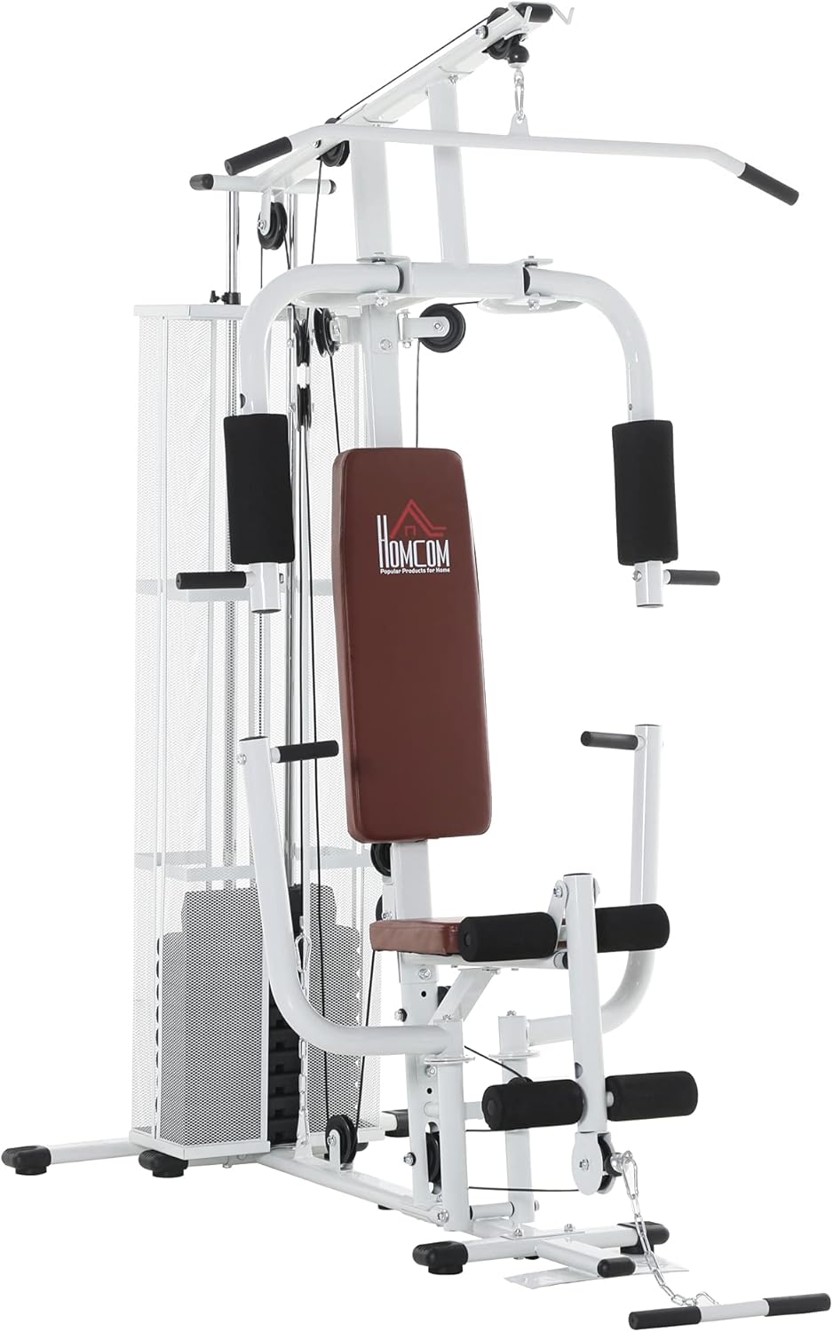 HOMCOM Multistation: Kraftstation mit Latzug, Butterfly & 45 kg Gewichtenl