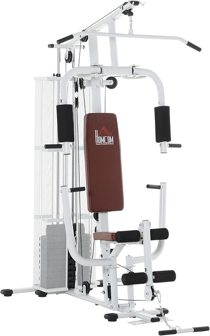 HOMCOM Multistation: Kraftstation mit Latzug, Butterfly & 45 kg Gewichtenl
