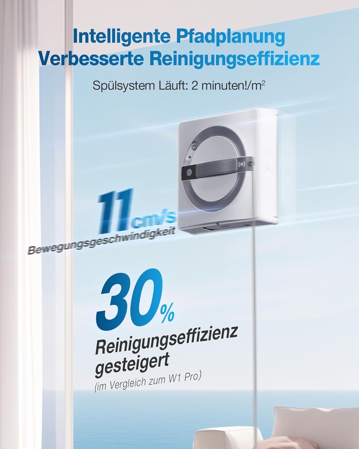 ECOVACS WINBOT W2 Intelligenter Fensterputzroboter mit Dreifachdüsen & 10-Stufen-Schutzd