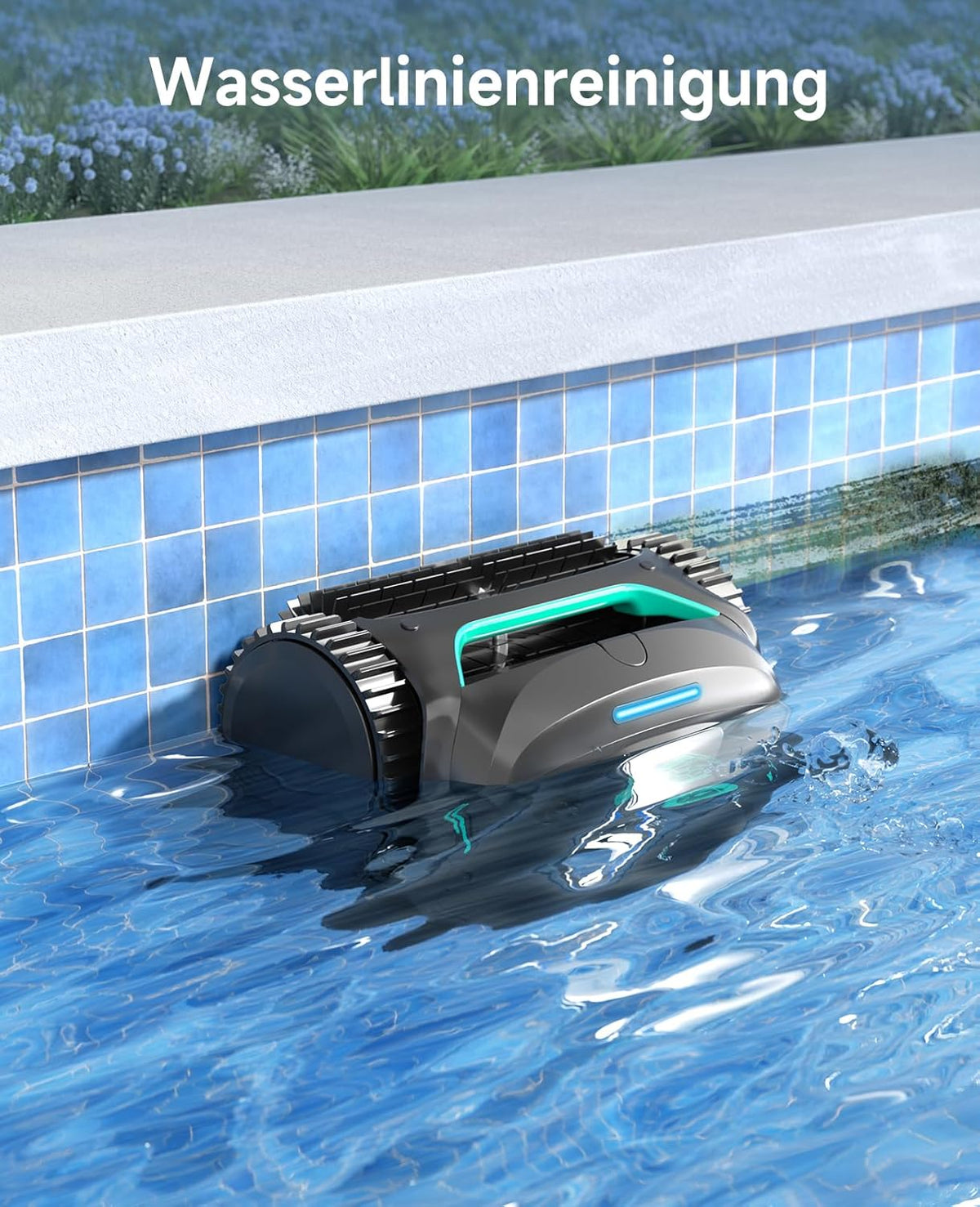 WYBOT C2 Poolroboter Akku, Boden & Wand, bis 150㎡, Doppelfilter, 3 Motoren, Wandkletter, 183 Min, App, Schwarz-Grün Bf