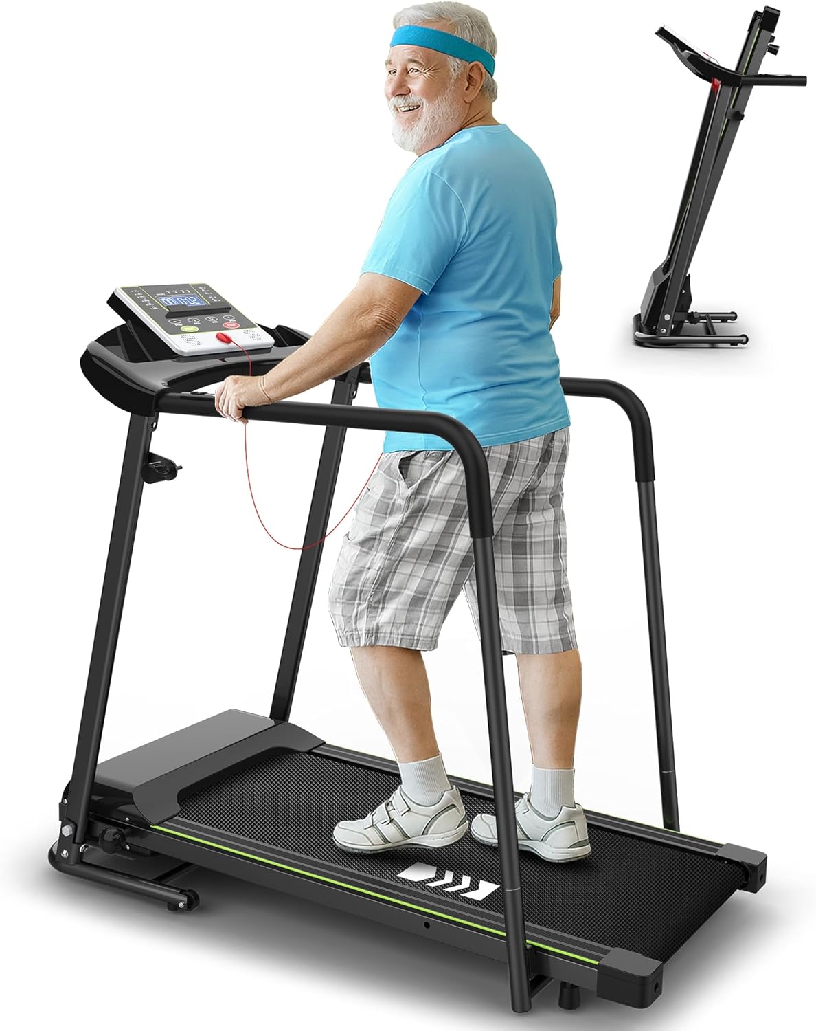 CIIHI Senioren Laufband: Heimtrainer mit extra langen Handläufen für Seniorenl