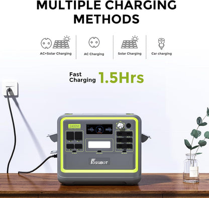 FOSSIBOT F2400 Powerstation 2400W (4800W Peak) mit 200W Solarpanelf