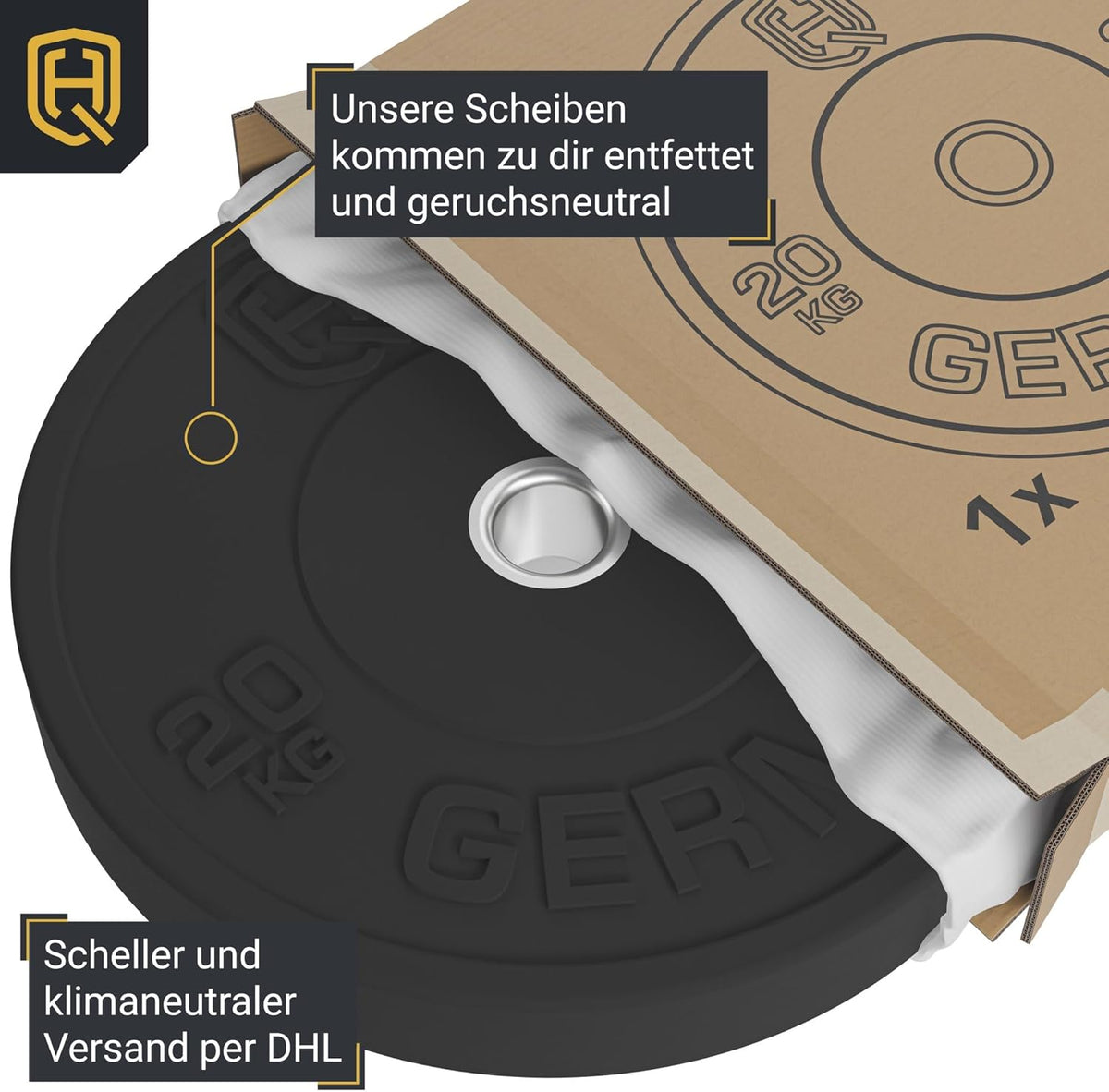 HQ Germany 50mm Vollgummi Bumper Plates - Gewichtsscheiben Set für Trainingl