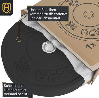 HQ Germany 50mm Vollgummi Bumper Plates - Gewichtsscheiben Set für Trainingl
